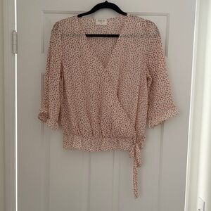 Sienna Sky Cream and Red Floral Wrap Blouse